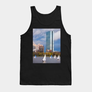 Lean into it- Sailboats by the Hancock on the Charles River Boston MA Tank Top